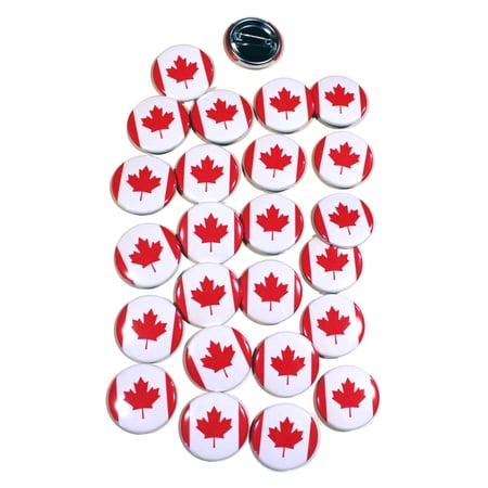 Canadian Flag Pinback Buttons - 1.5 Inch Round - 25 Pack