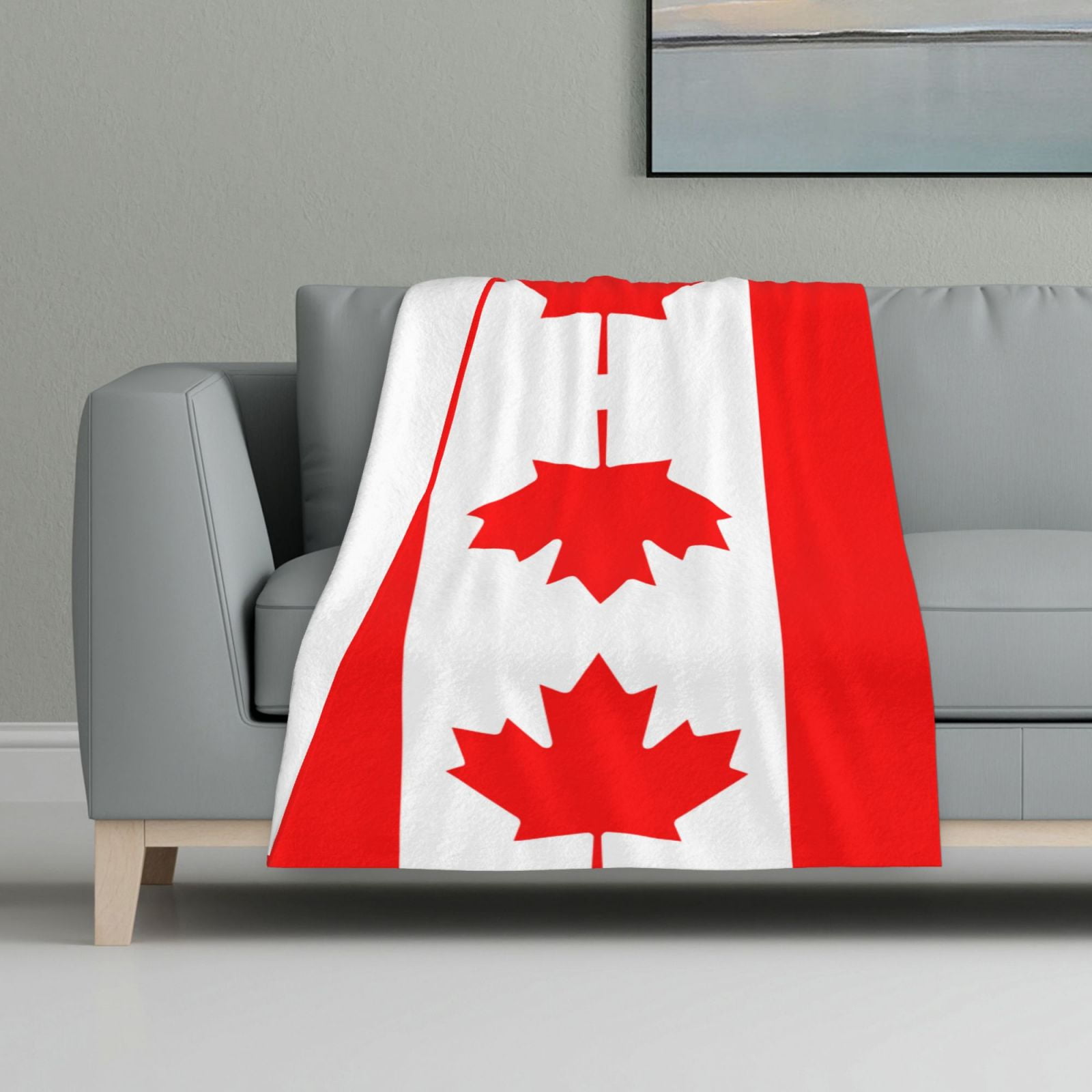 Calhoun Canada Flag & Rocky Mountains Plush Throw Blanket - 50" X 60" Flannel