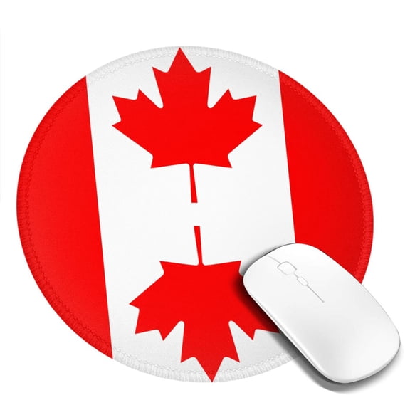 Canadian Flag Round MousePad Washable Non-Slip Rubber Base Small Mouse Mat, 7.9×7.9 inches