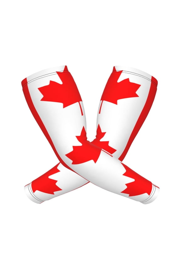 Canadian Flag Sports Compression Arm Sleeves Football Baseball Basketball Cycling Tennis For Men Women