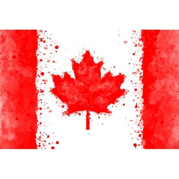 Canadian Flag, Watercolor (9x12 Wall Art Print, Home Decor)