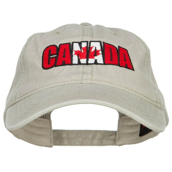 Canadian Flag in Canada Embroidered Washed Cap - Stone OSFM