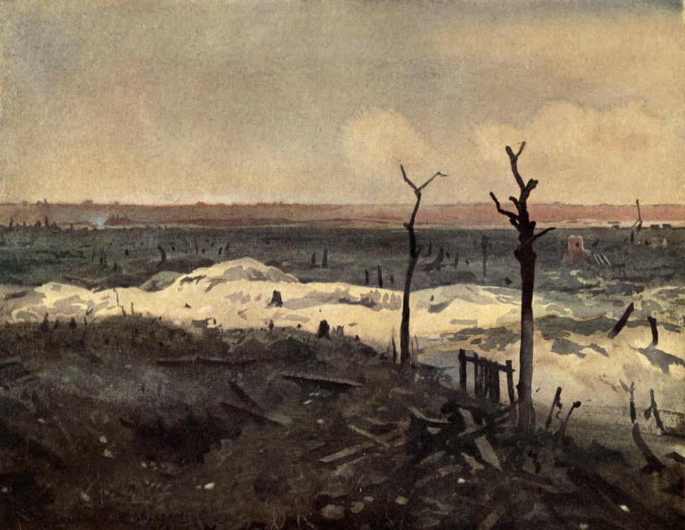 Canadian Front 1920 Aconite trench Lens Canvas Art - Inglis Sheldon-Williams (24 x 36)
