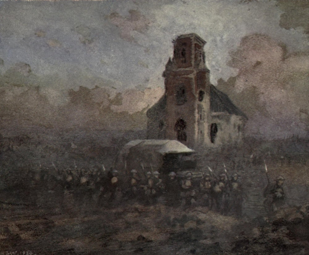 Canadian Front 1920 Bourlon Church Canvas Art - Inglis Sheldon-Williams (18 x 24)