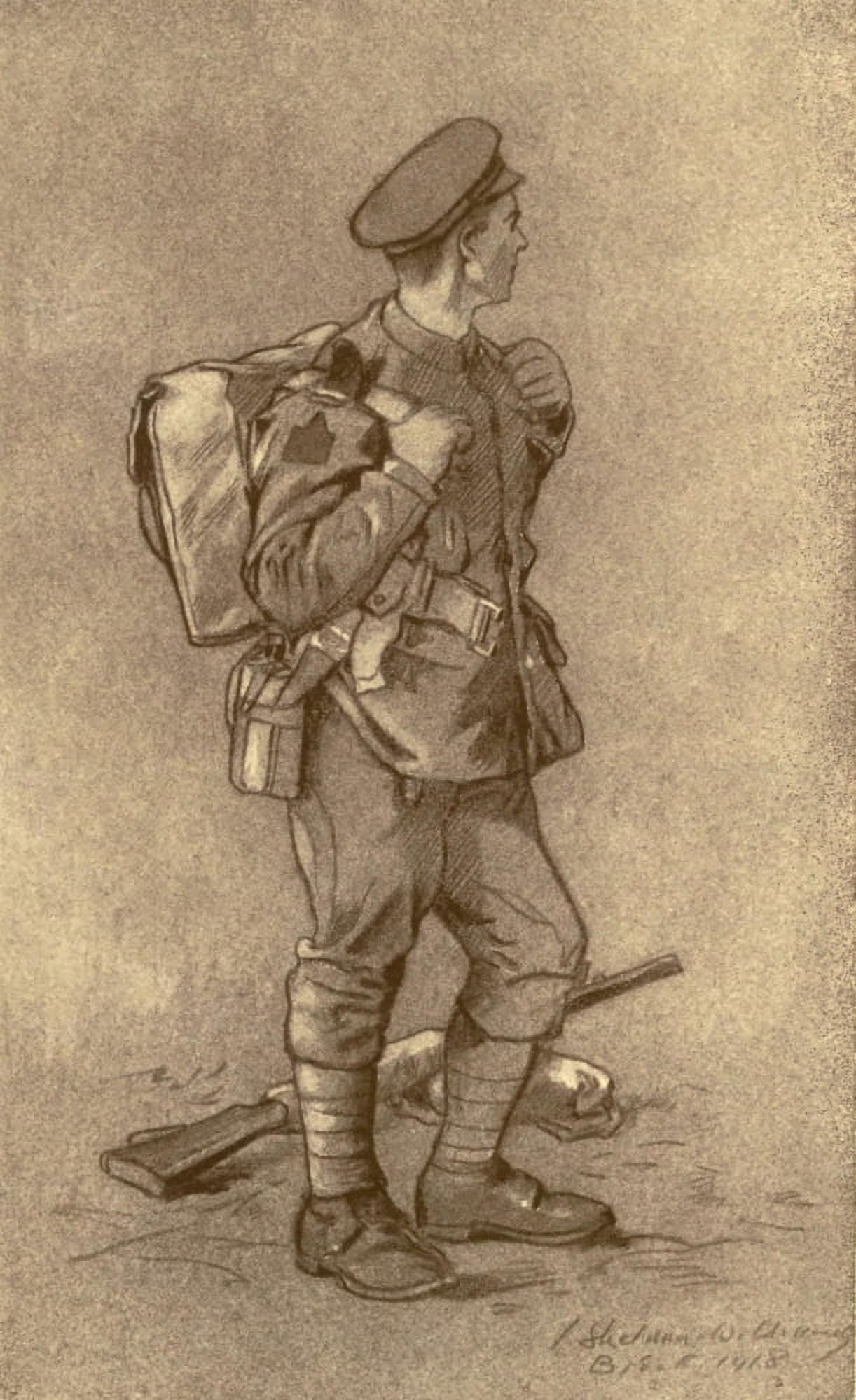 Canadian Front 1920 Finished Canvas Art - Inglis Sheldon-Williams (18 x 24)