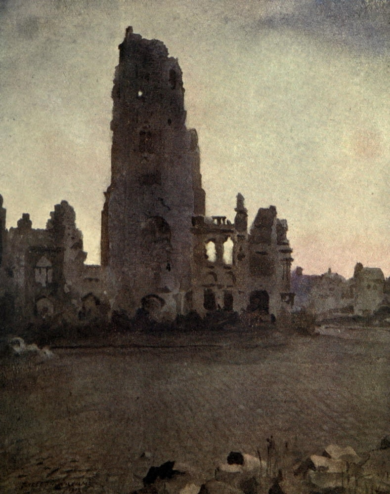 Canadian Front 1920 Hotel de Ville Arras Canvas Art - Inglis Sheldon-Williams (24 x 36)