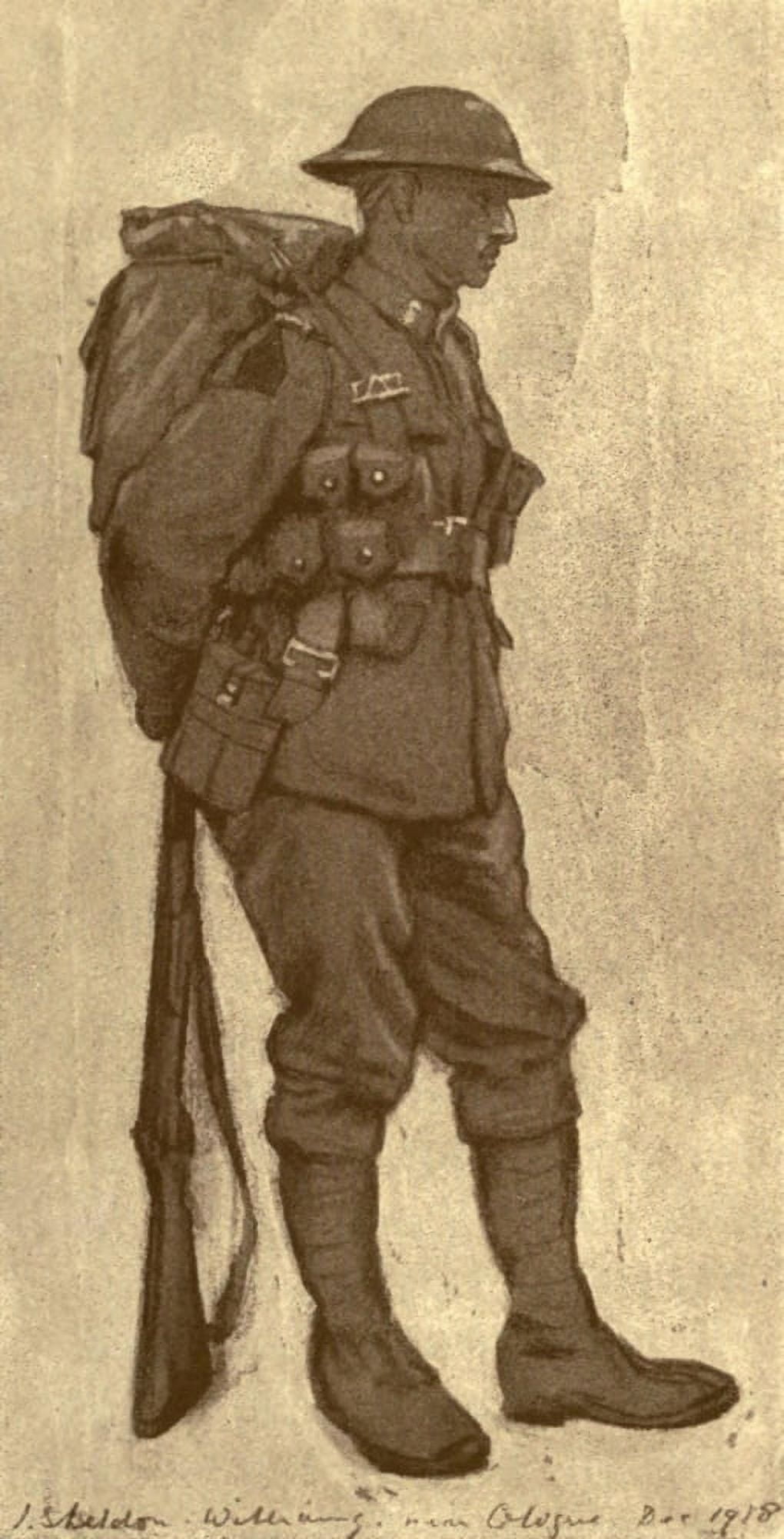 Canadian Front 1920 Sober he seemed and sad of cheer Canvas Art - Inglis Sheldon-Williams (24 x 36)