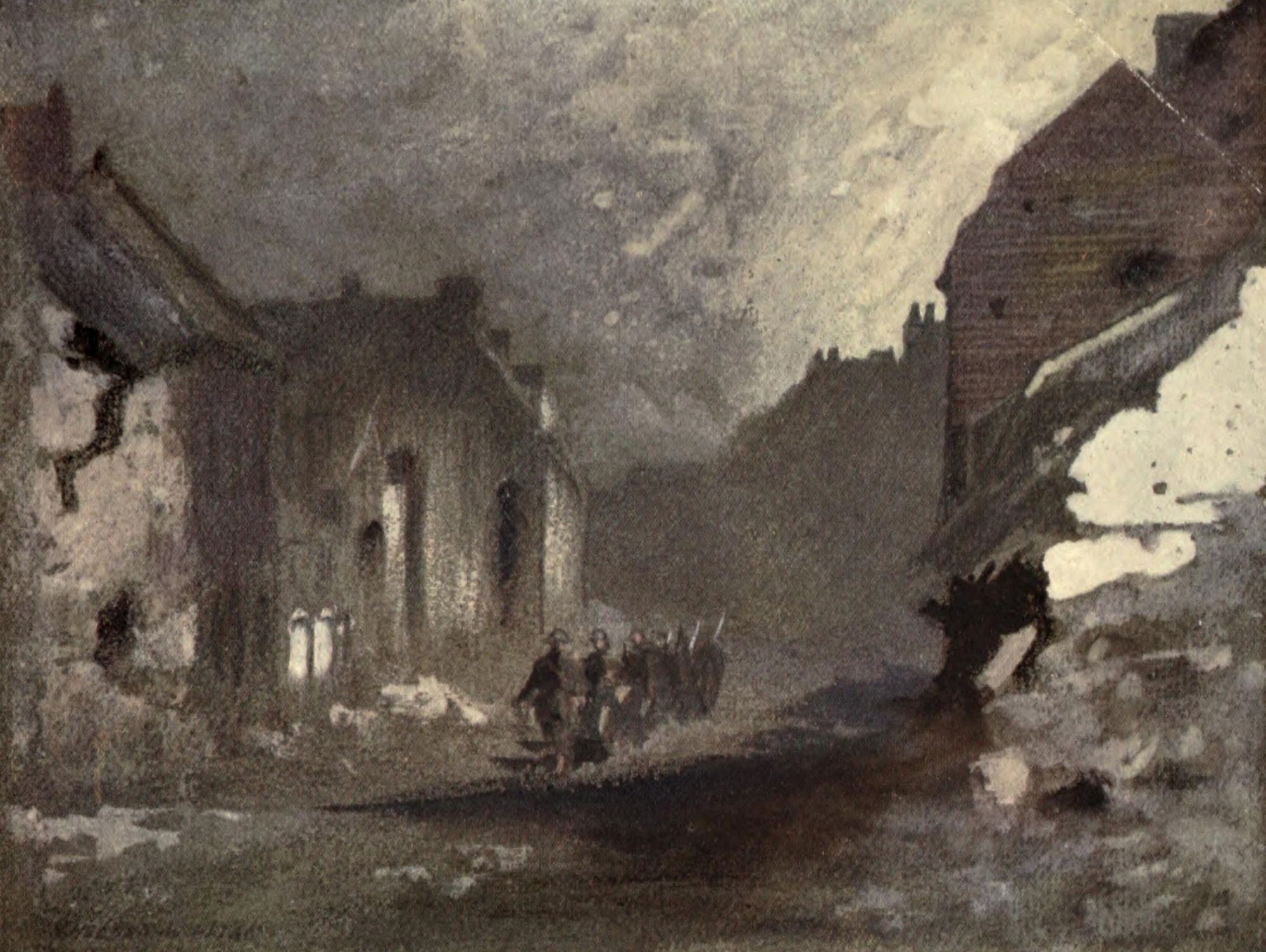 Canadian Front 1920 Street in Bapaume Canvas Art - Inglis Sheldon-Williams (18 x 24)