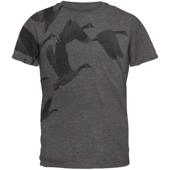 Canadian Geese Goose Flying V Mens Soft T Shirt Charcoal Heather MD