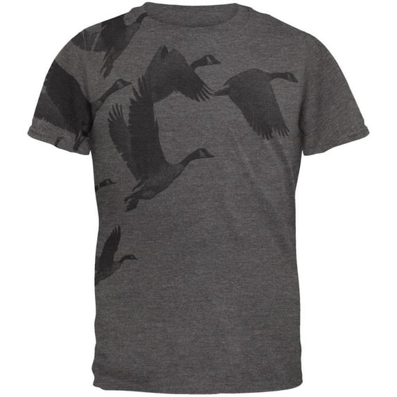 Canadian Geese Goose Flying V Mens Soft T Shirt Charcoal Heather SM