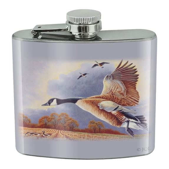 Canadian Geese In Flight Stainless Steel 5oz Hip Drink Kidney Flask