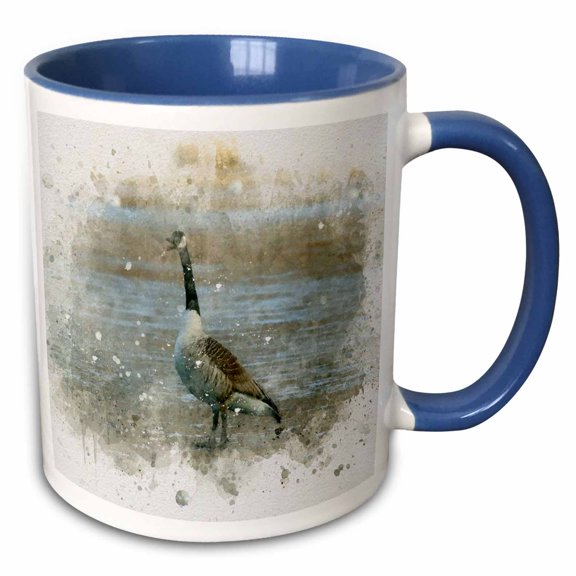 3drose, Canadian Goose Image of Watercolor, 15oz Two-tone Blue Mug