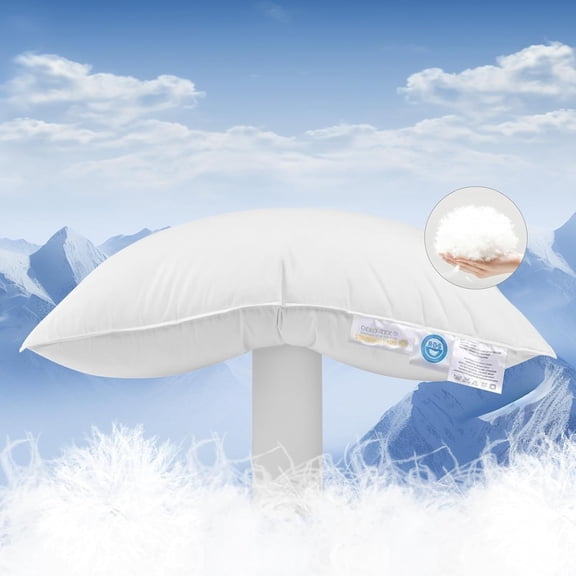 Canadian Goose Down Pillows Standard Size Set of 1, 750+ Fill Power Side Sleeper Pillow for Sleeping Neck Pain Relief,100% Cotton Shell Hotel Quality PillowsWhite,20" x 26"