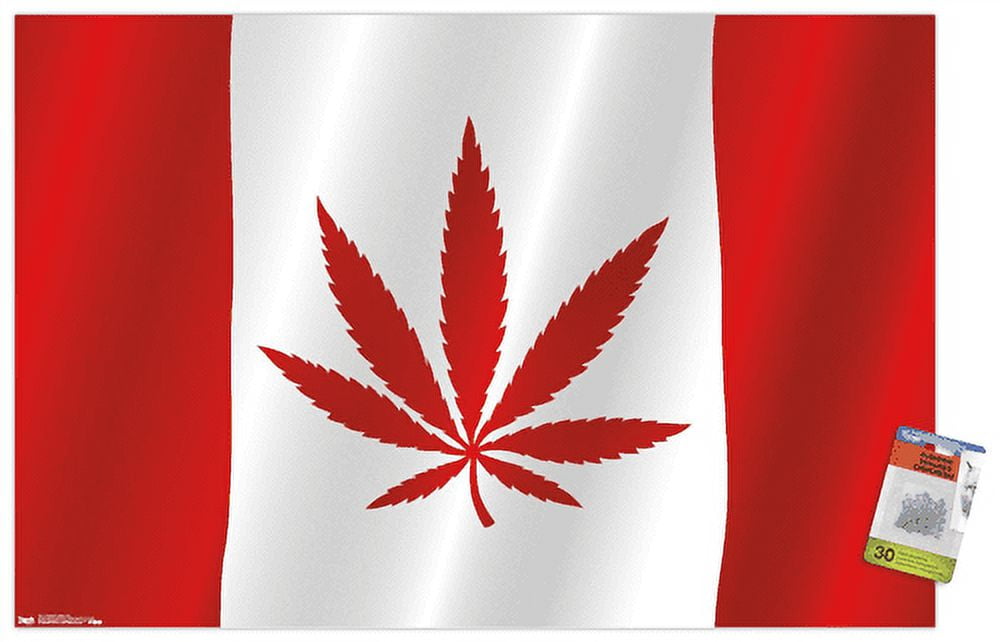 Canadian Hemp Flag Wall Poster with Push Pins, 22.375" x 34"