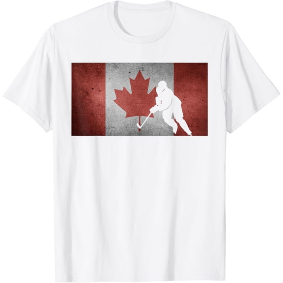 Canadian Hockey Player Canada Flag Maple Leaf Ice Skating T-Shirt