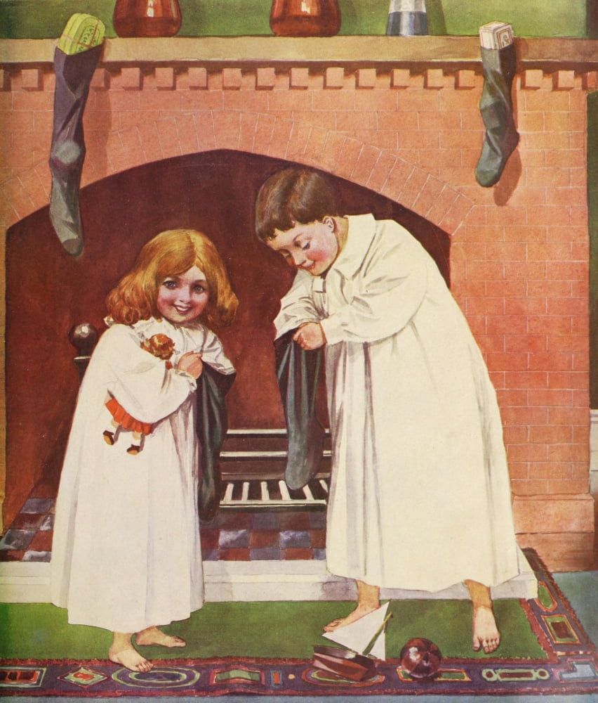 Canadian Home Journal 1911 Christmas stockings Canvas Art - Unknown (24 x 36)