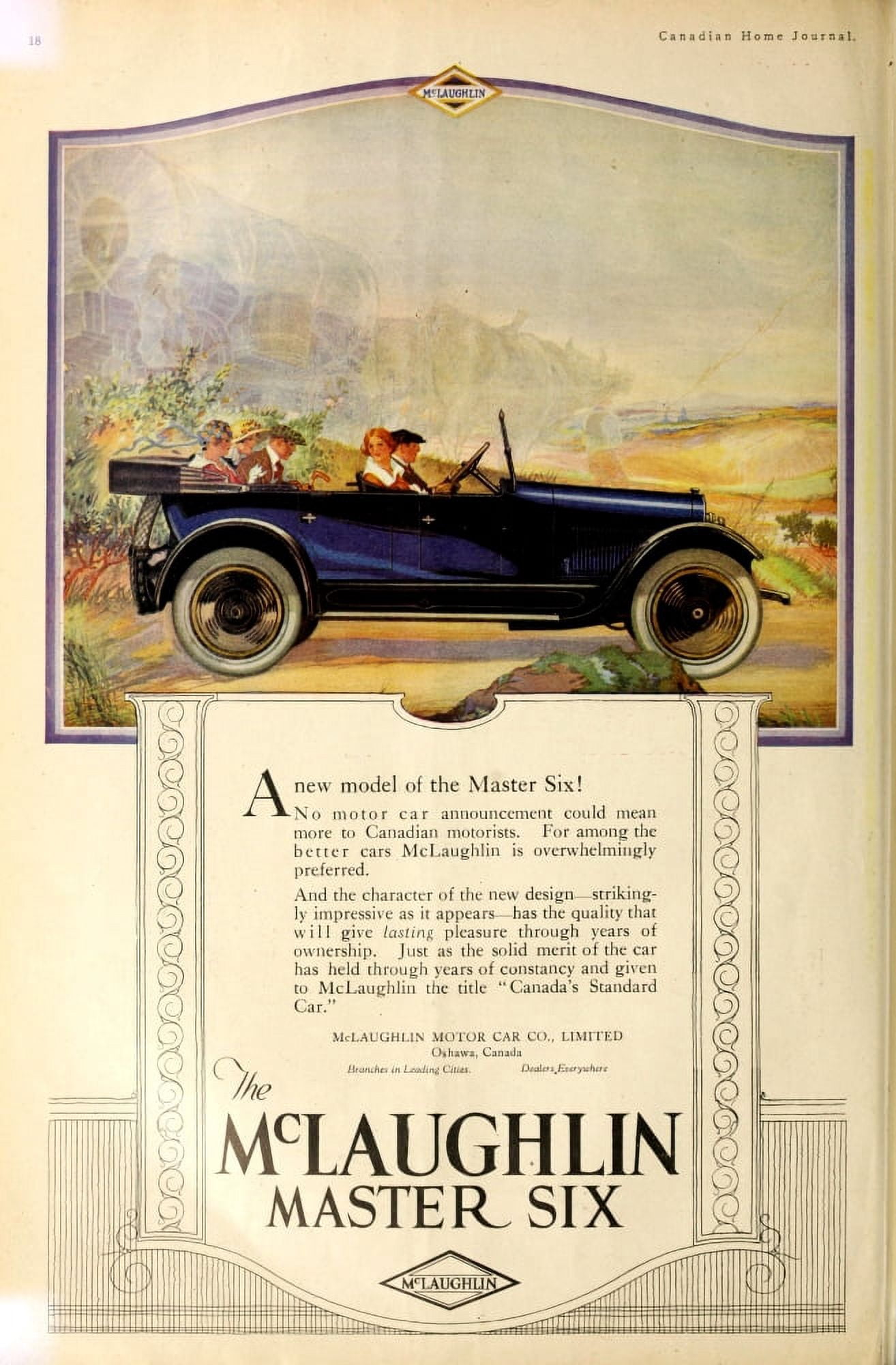 Canadian Home Journal 1920 Advert for McLaughlin Master Six Canvas Art - Unknown (18 x 24)