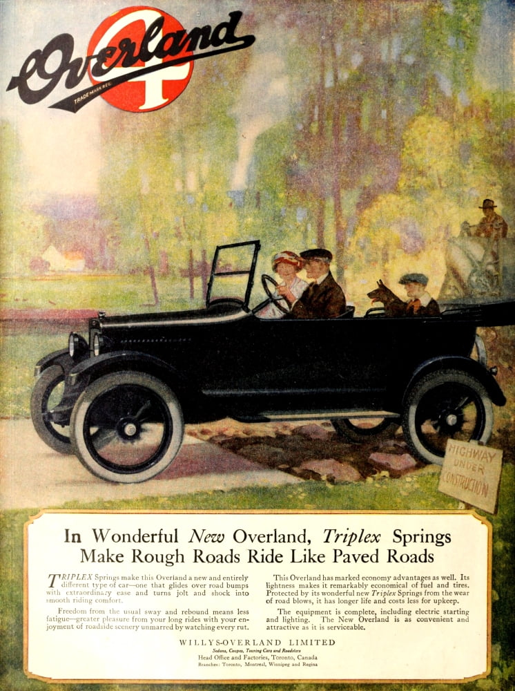 Canadian Home Journal 1920 Advert for Overland Motor-cars Canvas Art - Unknown (18 x 24)