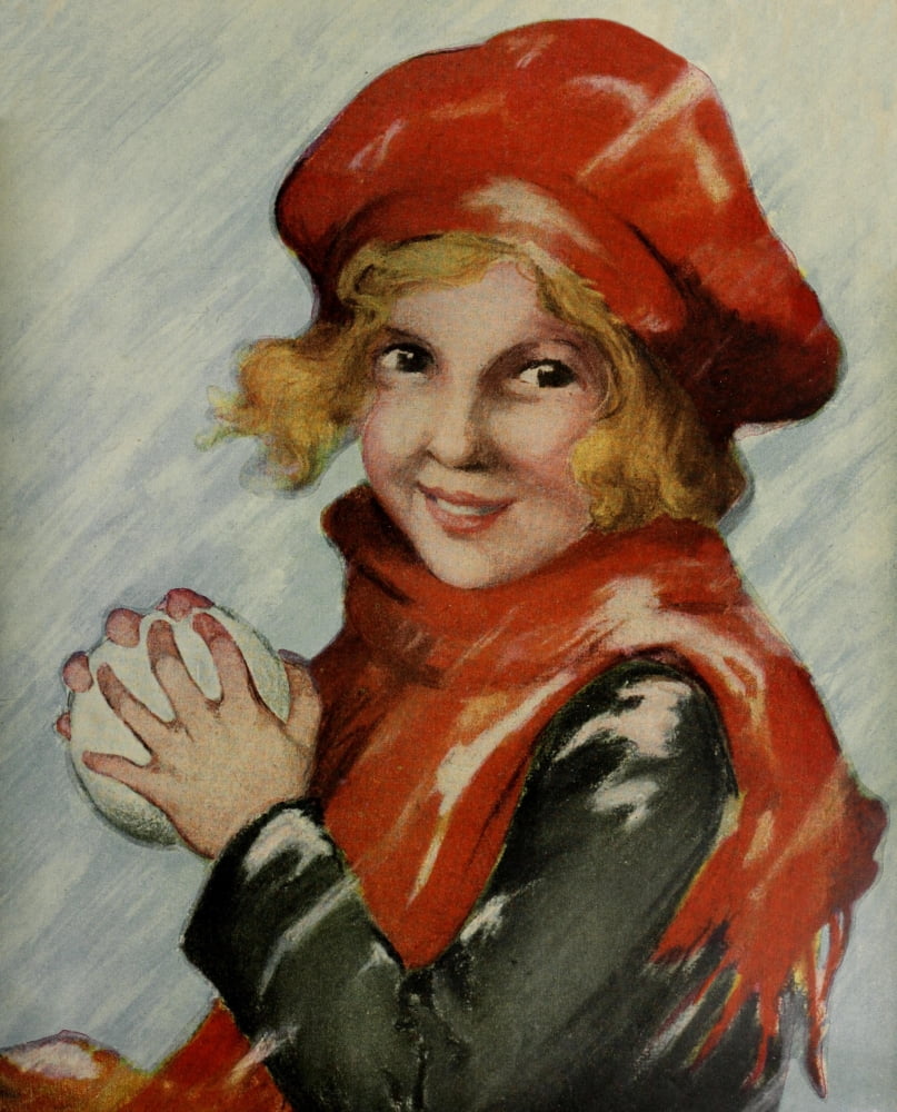 Canadian Home Journal 1920 Girl with snowball Canvas Art - Unknown (24 x 36)