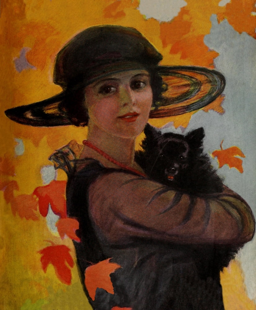 Canadian Home Journal 1920 Lady with dog Canvas Art - Unknown (18 x 24)