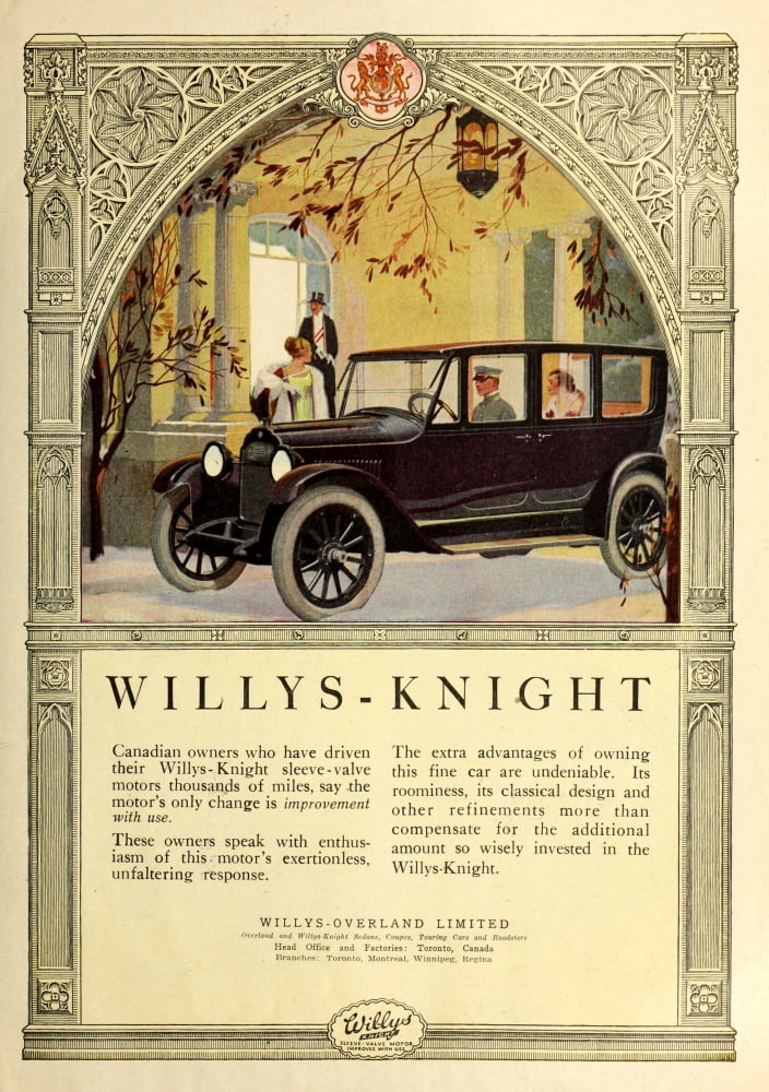 Canadian Home Journal 1921 Advert for Willys-Night Motor-cars Canvas Art - Unknown (24 x 36)