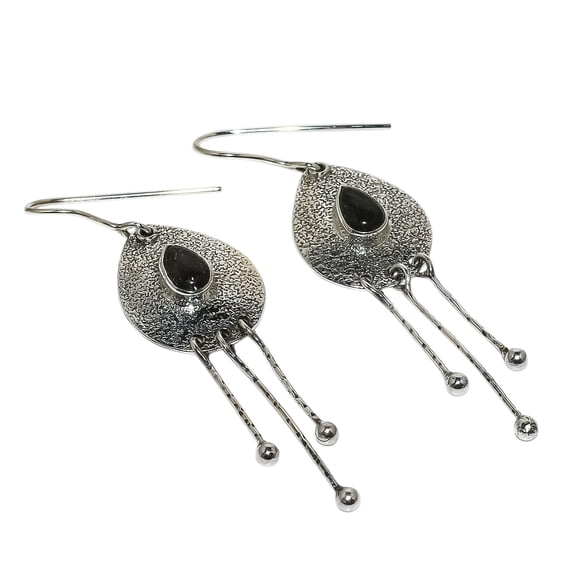 Canadian Labradorite Solid 925 Sterling Silver Dangle Earring Size 2.84", Dangle Handmade Earring, Labradorite Earring, Black Earring, Gemstone Earrin
