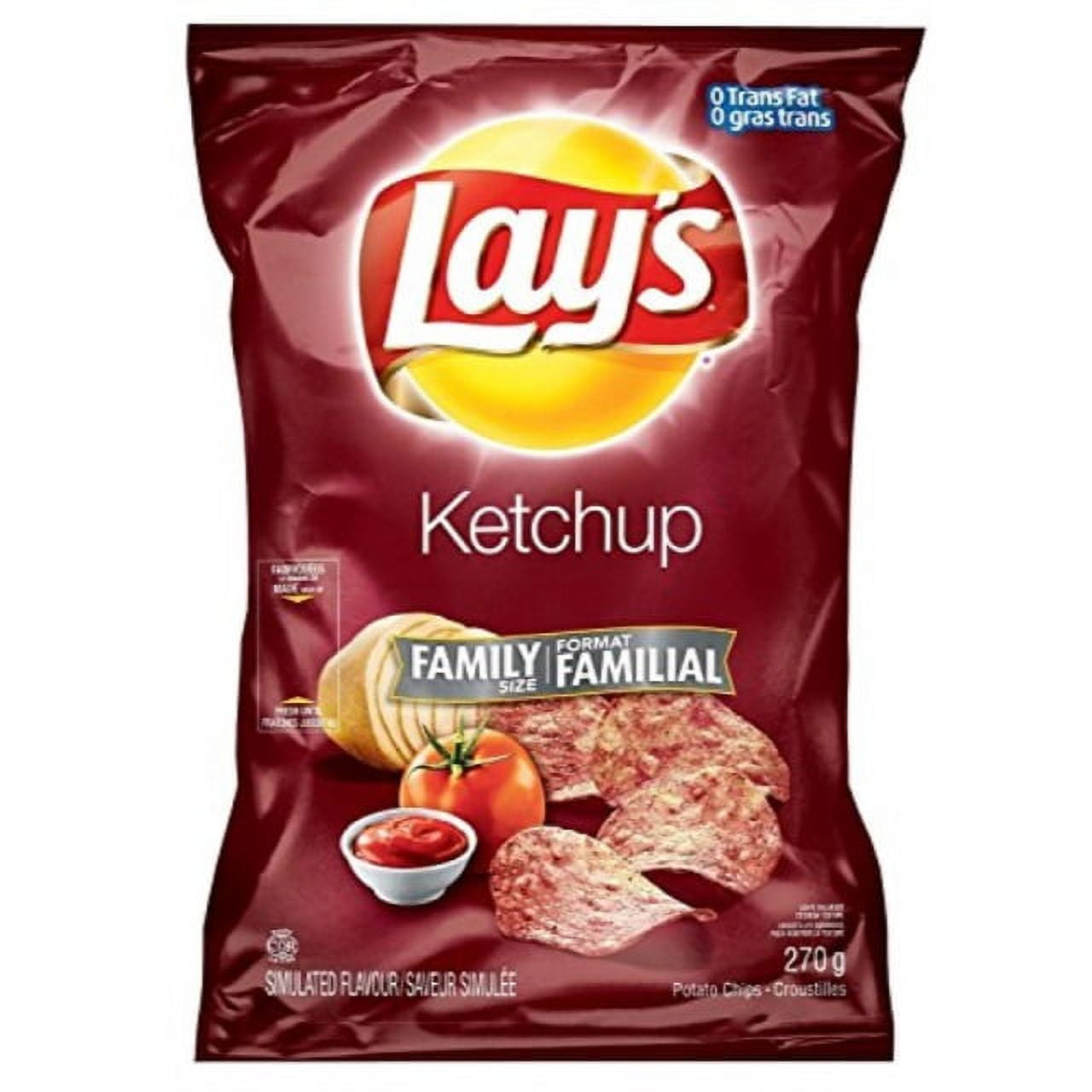 Canadian Lays Ketchup Flavour Chips [1 Large Family Size Bag]