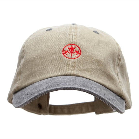 Canadian Leaf Embroidered Pigment Dyed Wash Caps - Khaki Black OSFM