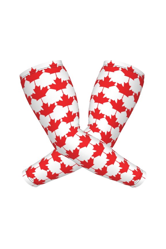 Canadian Maple Leaf Flag Arm Sleeves For Men And Women Compression Sun Protection Tattoo Cover Up Baseball Basketball Running