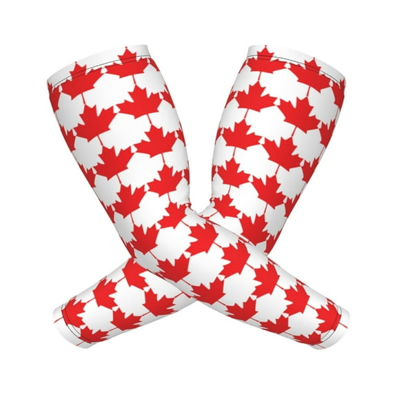 Canadian Maple Leaf Flag Arm Sleeves For Men And Women Compression Sun Protection Tattoo Cover Up Baseball Basketball Running