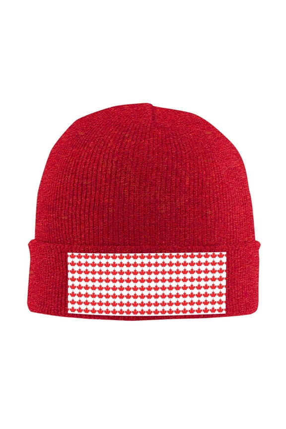 Canadian Maple Leaf Flag Beanie Hat Men Women Warm Printed Cap Knit Beanies Hats Outdoor Winter Red