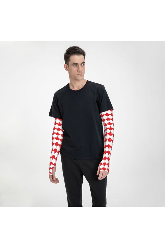 Canadian Maple Leaf Flag Sun Protection Cooling Arm Sleeves With Thumb Holes Gardening Outdoors Sunscreen Arm Sleeves