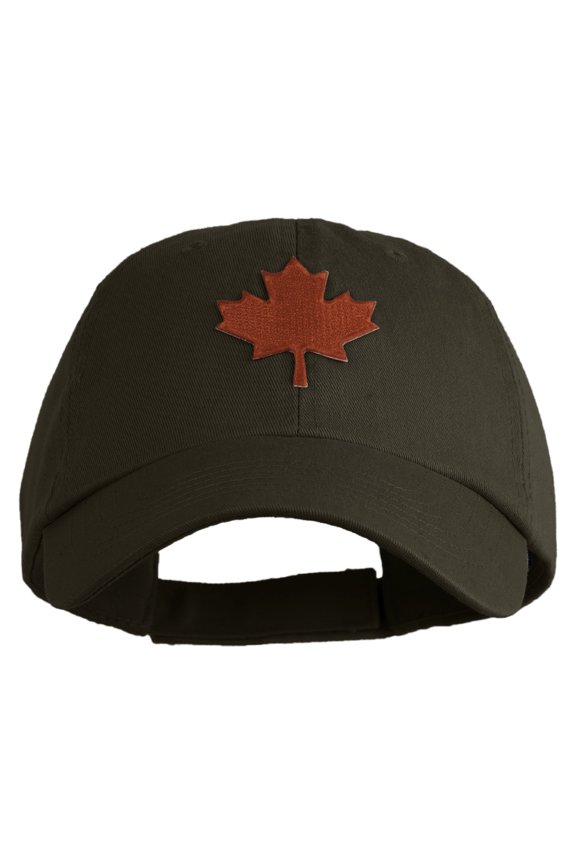 Canadian Maple Leaf Patched Low Profile PET Spun Washed Cap - Brown OSFM