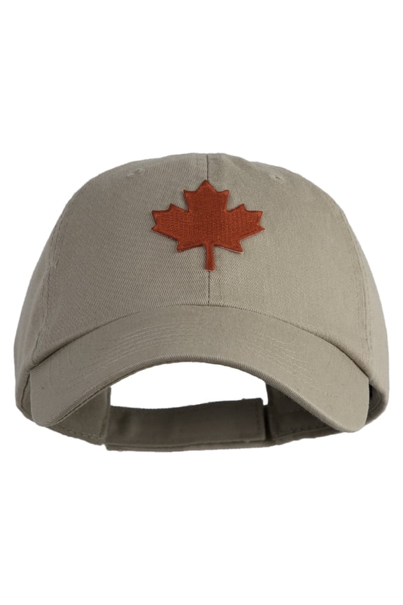 Canadian Maple Leaf Patched Low Profile PET Spun Washed Cap - Khaki OSFM