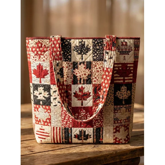 Canadian Maple Leaf Quilted Tote Bag