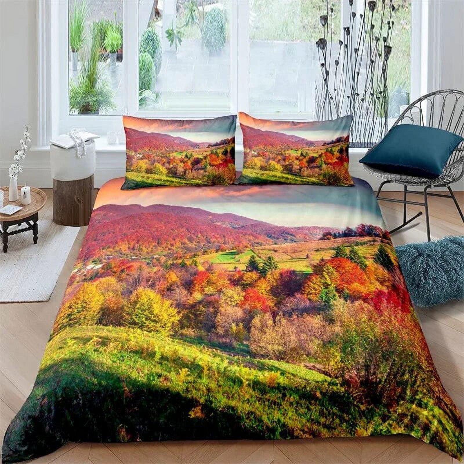Canadian Maple Leaves Duvet Cover Autumn Theme Bedding Set Microfiber