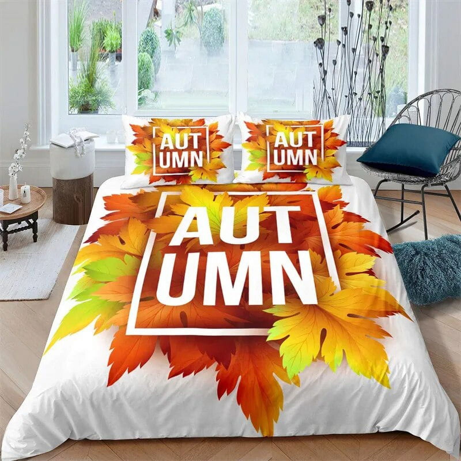 Canadian Maple Leaves Duvet Cover Autumn Theme Bedding Set Microfiber Leaf Comforter Cover Twin