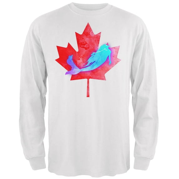 Canadian Mermaid Mens Long Sleeve T Shirt White 3X-LG