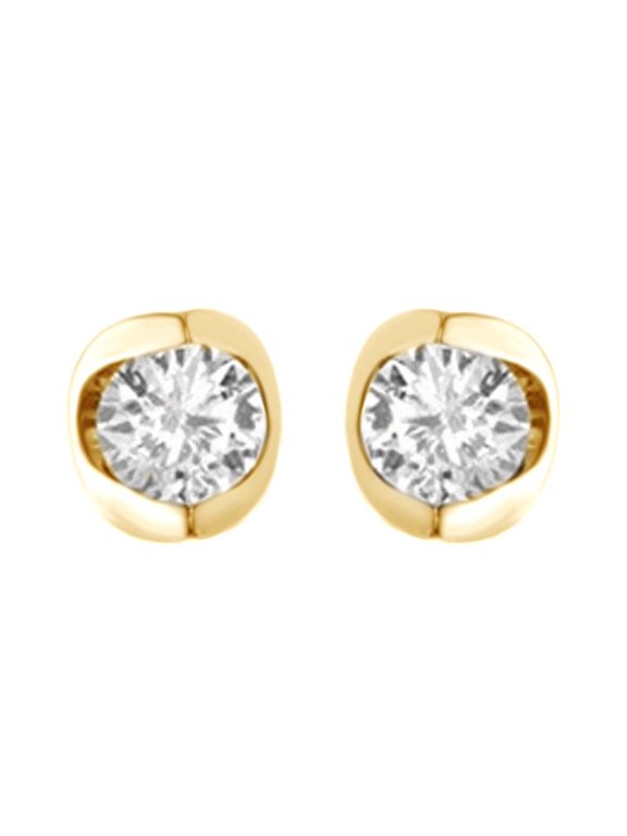 Canadian Natural Diamond Stud Earrings In 14K Solid Yellow Gold (3/8 Ct)