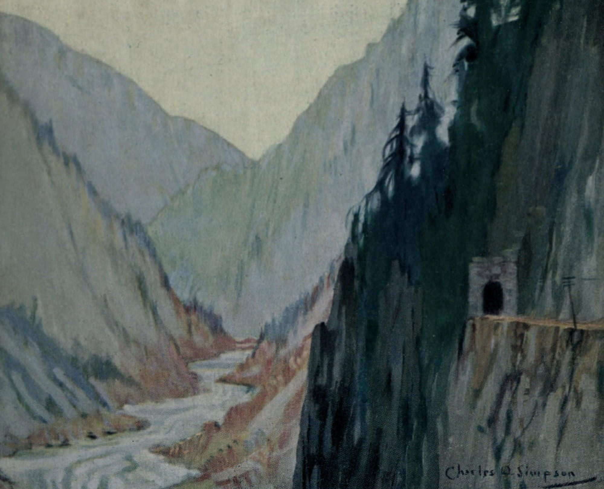 Canadian Pacific Rockies 1900 Fraser Canyon Canvas Art - CW Simpson (18 x 24)