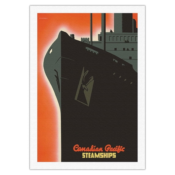 Canadian Pacific Steamships - Vintage Ocean Liner Travel Poster by Peter Ewart c.1942 - Fine Art Rolled Canvas Print 27in x 40in