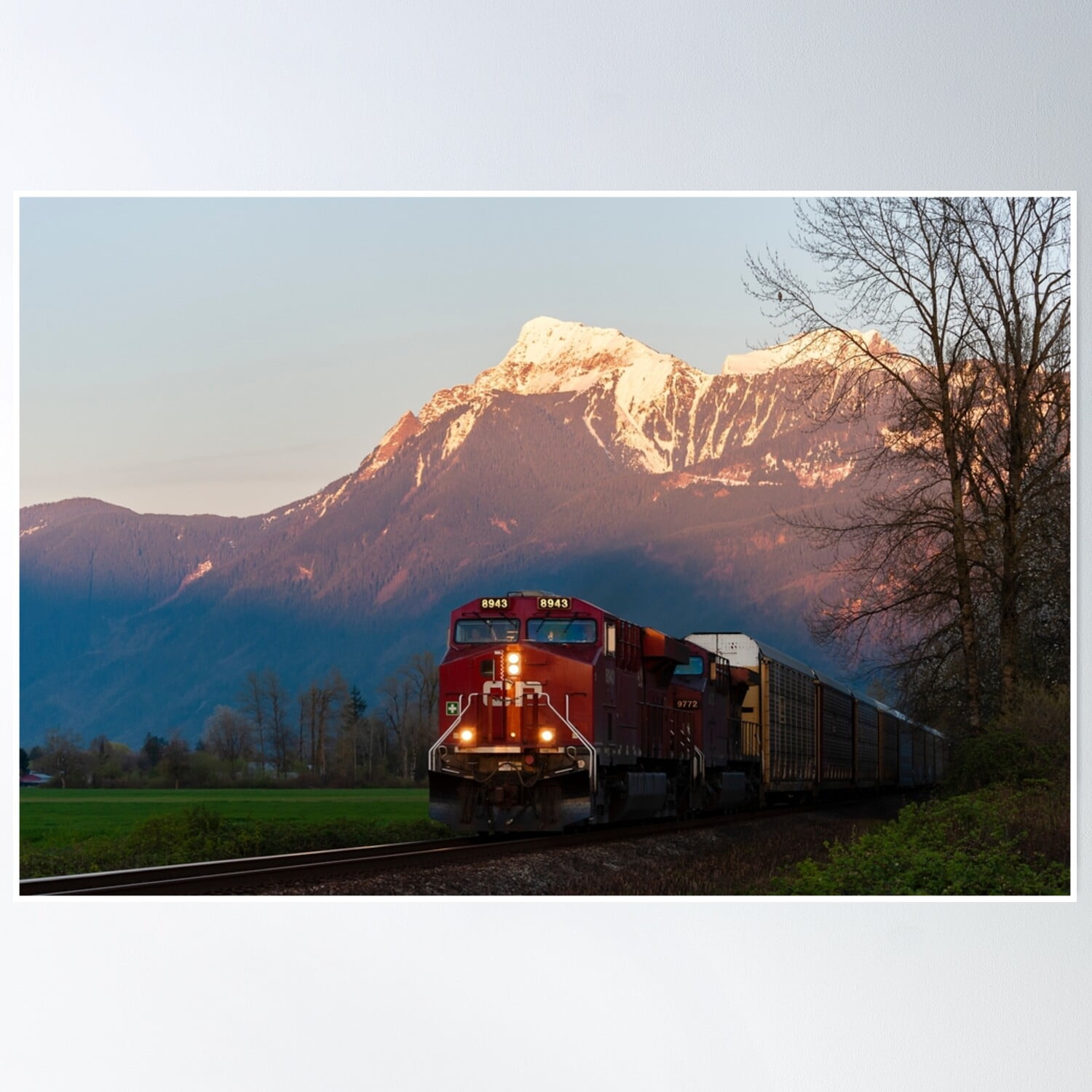 Canadian Pacific Westbound Under Mt. Cheam In Chilliwack B.C Poster
