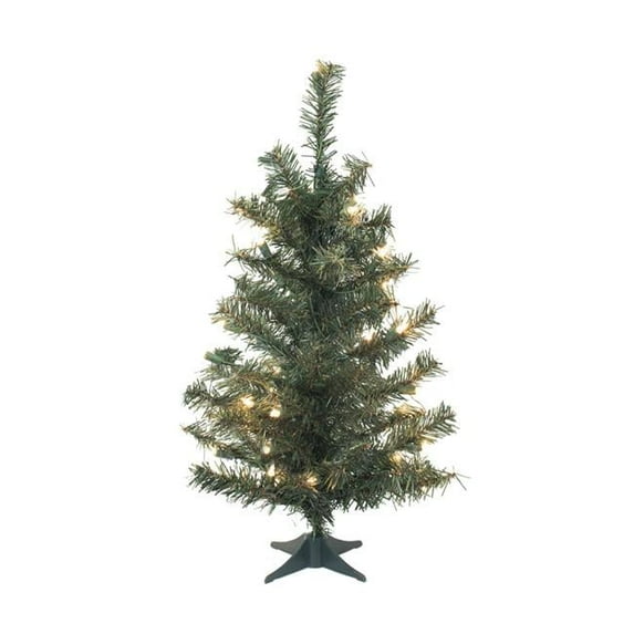 Canadian Pine Dura-Lit Tabletop Tree with Plastic Stand & Clear Lights, 24 in.