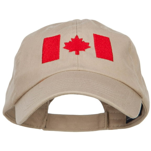 Canadian Red Flag Embroidered Petspun Cap - Khaki OSFM