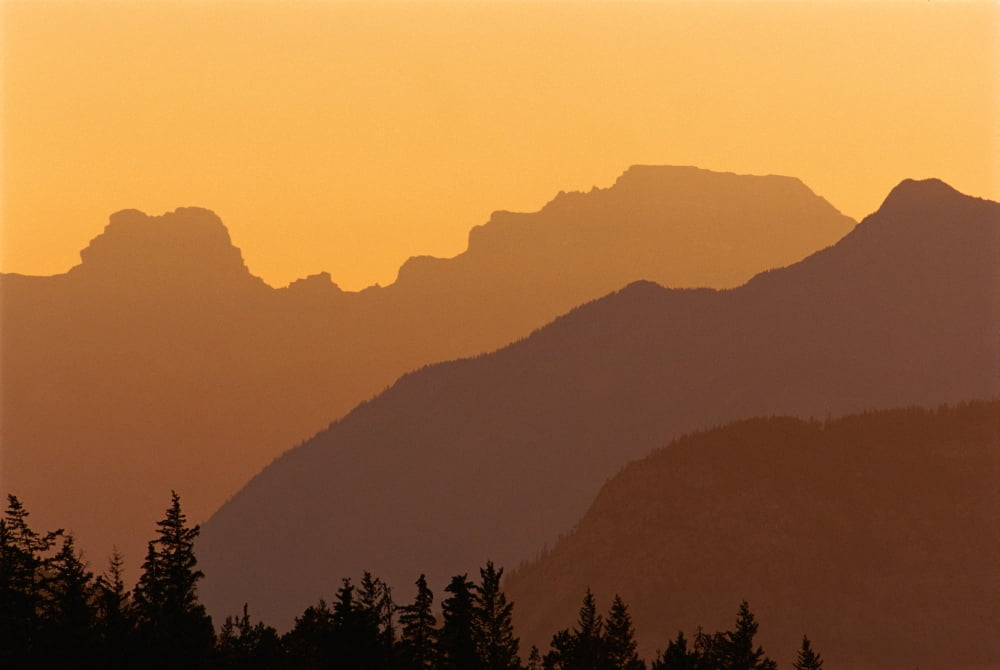 Canadian Rockies At Sunset Banff National Park Alberta Canvas Art - Mike Grandmaison Design Pics (34 x 22)