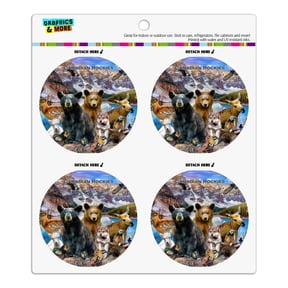 Canadian Rockies Mountain Range Animals Beer Wolf Moose Deer Refrigerator Fridge Locker Vinyl Circle Magnet Set