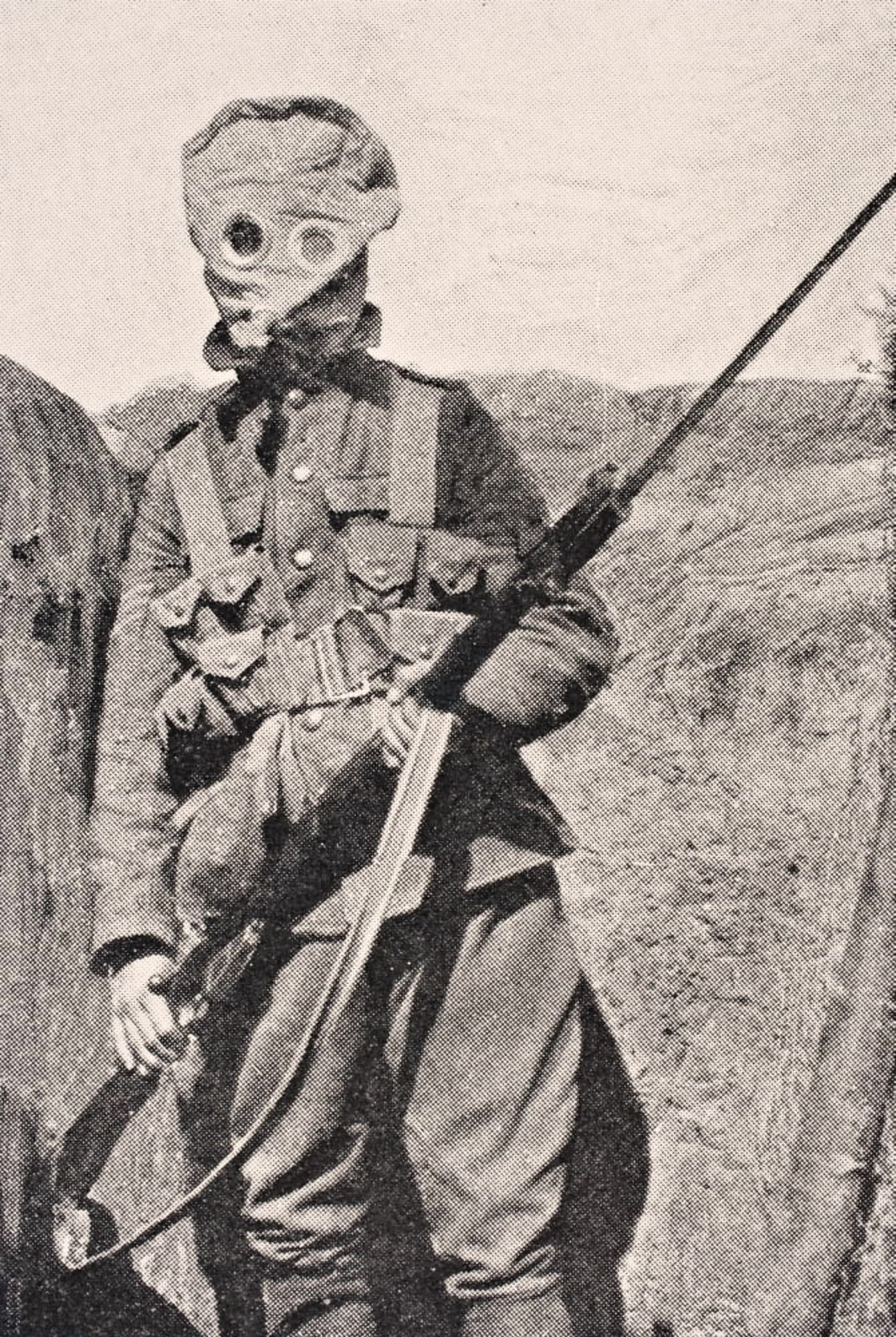 Canadian Soldier Wearing Gas Mask In 1915 From The War Illustrated Album Deluxe Published London 1916 Canvas Art - Ken Welsh Design Pics (12 x 18)