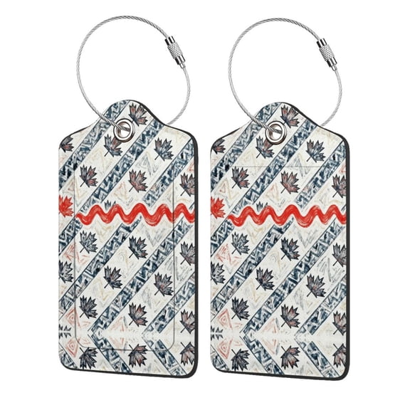 Canadian Symbol Maple Leaf Pattern Leather Luggage Tag with Loops Suitcase Tags Bulk Travel Essentials for Flying 1 PCS