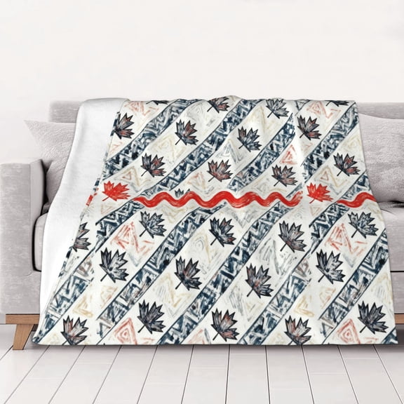 Canadian Symbol Maple Leaf Pattern Throw Blanket Warm Camping Outdoor Light Weight Cozy Blanket for Couch Sofa Bed 40"x30"