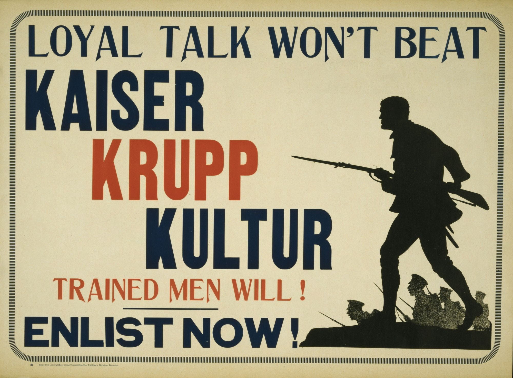 Canadian WWI Recruitment Poster 1915 Kaiser Krupp Kultur Canvas Art - Unknown (18 x 24)